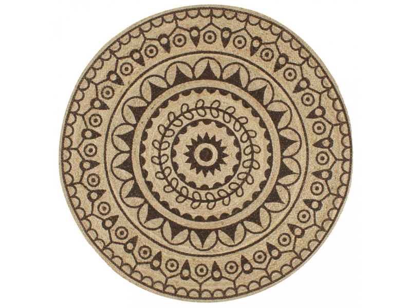  Tapis fait à la main jute avec imprimé marron foncé 90 cm - comfortxl 133704 - Conforama A