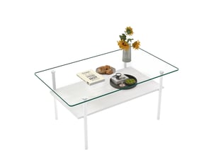 Table basse rectangulaire coloris blanc MEUBLIV - 57.7 cmx97.7 cm