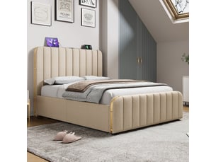 Lit coffre 140x190 cm <strong>MODERNLUXE</strong> <strong></strong> coloris beige