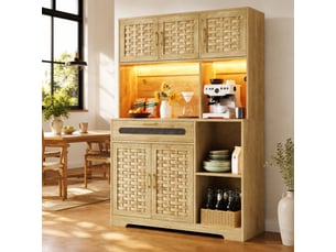 Vitrine coloris naturel 2 étagère(s) MEUBLIV - 120 cmx180 cm