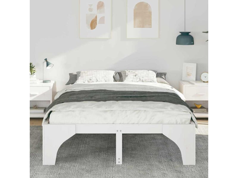 Lit double- lit adulte - cadre de lit blanc 150 x 200 cm pin massif - Conforama B
