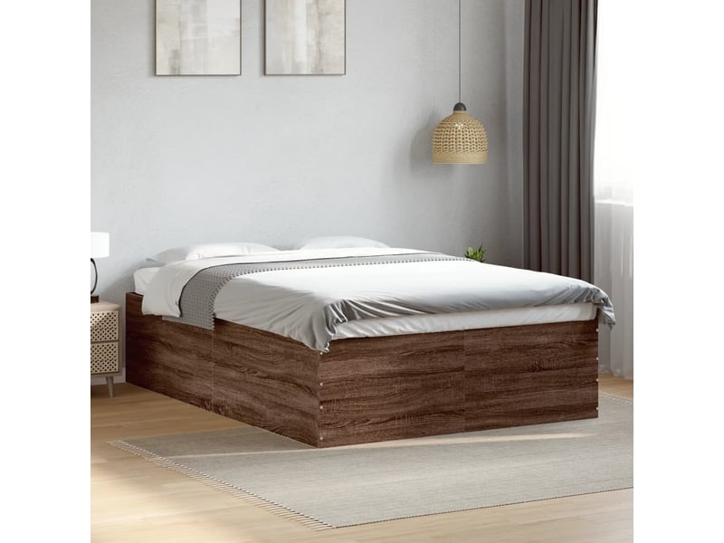  Lit adulte, lit semi-double, cadre de lit sans matelas chêne marron 135x190cm cf12770  - Conforama B