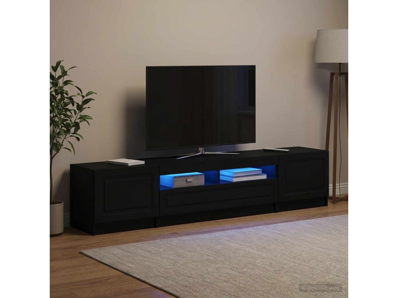  Meuble tv - banc tv - meuble de rangement led utrecht 3 pcs noir bois d'ingénierie  - Conforama C