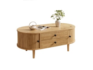 Table basse ovale coloris naturel <strong></strong> <strong>evarich</strong> - 40 cmx100 cm