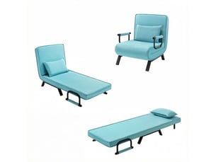 Fauteuil convertible  <strong></strong> Coton / Lin bleu