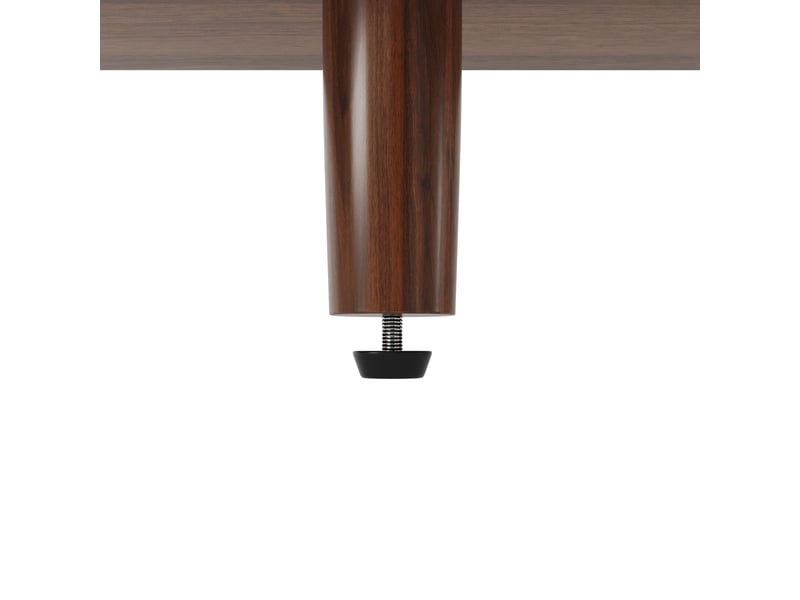  Buffet cuisine haut 174x140 cm, armoire rangement avec portes coulissantes verre et 3 tiroirs, design moderne bois et métal couleur noyer  - Conforama R