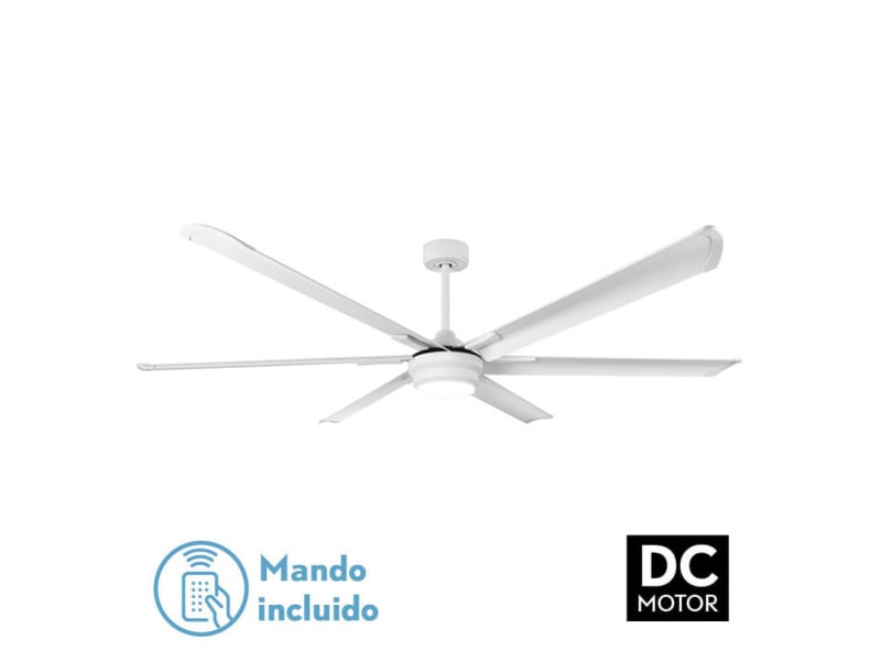 Ventilateur de plafond fabrilamp marea dc blanc 6 pales 198 cm 6 vitesses led 30 w télécommande 187891601 - Conforama C