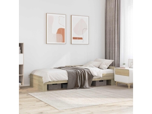 Lit adulte, lit simple, cadre de lit avec tête de lit chêne sonoma 80x200cm cf2581