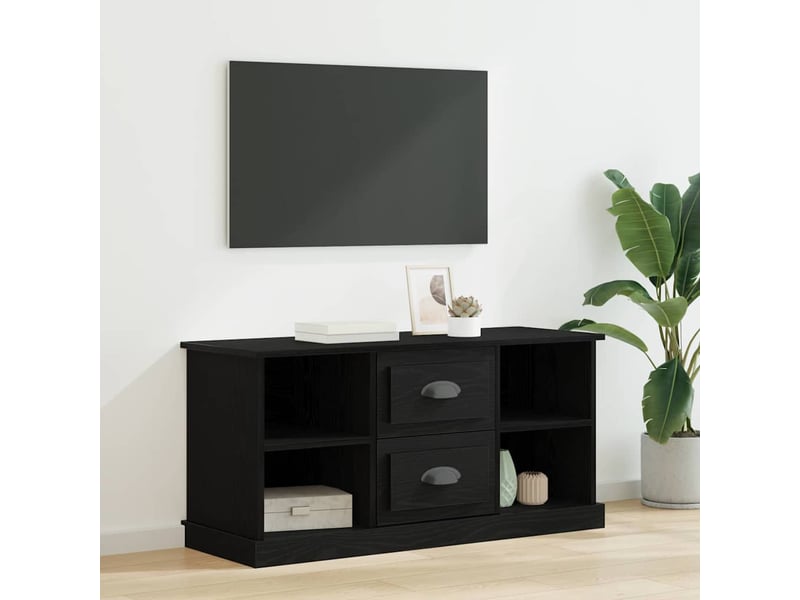  Meuble tv - banc tv - meuble de rangement 99,5 x 35,5 x 48 cm chêne noir bois d'ingénierie  - Conforama B