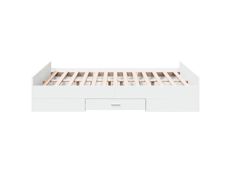 Lit double- lit adulte - cadre de lit avec tiroirs sans matelas blanc 135x190 cm - Conforama D