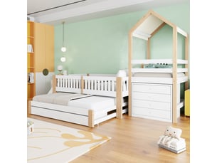 Lit cabane 90x200 cm <strong>MIVRAY </strong> <strong></strong> coloris blanc