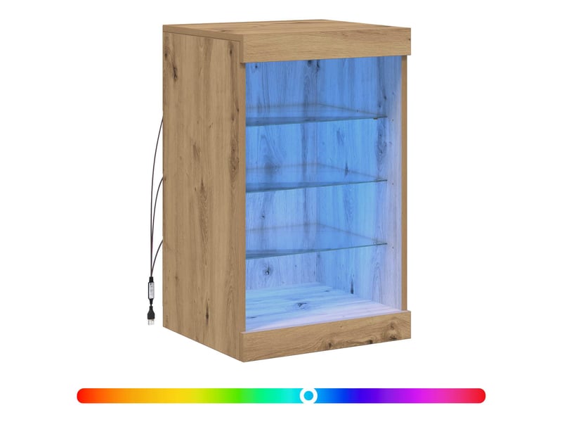  Buffet - bahut - meuble de rangement led chêne artisanal 41 x 37 x 67 cm bois d'ingénierie  - Conforama D