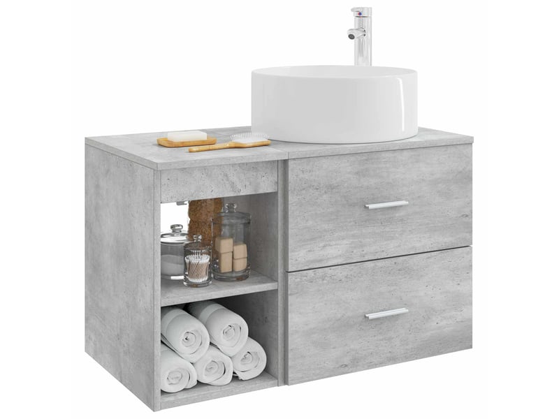 Ensemble de mobilier de salle de bain 2 pcs gris béton shl6529 - Conforama C