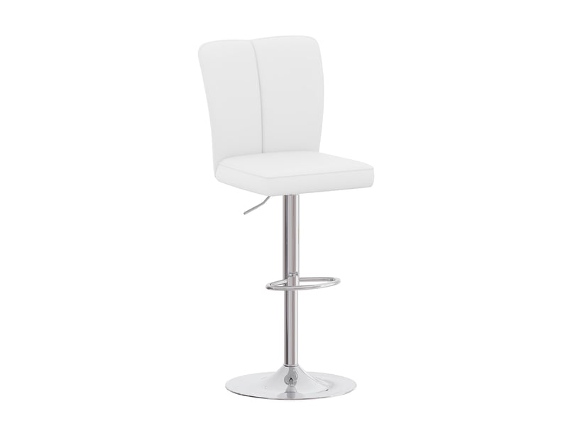  Lot de 2 - tabouret de bar réglable - 44 x 41 x 95,5-117,5 cm-blanc et argent - en pu avec fonction pivotante à 360° et socle chromé  - Conforama A