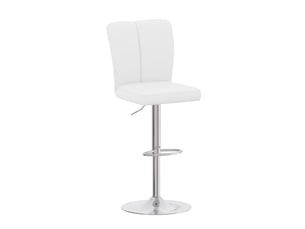 Lot de 2 - tabouret de bar réglable - 44 x 41 x 95,5-117,5 cm-blanc et argent - en pu avec fonction pivotante à 360° et socle chromé