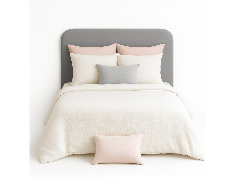 Parure de lit uni 2 personnes gaze de coton, amande, 260x240cm PAR_GAZCOT_AMAND240 - Conforama E