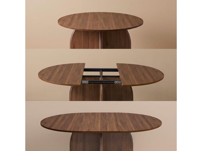  Table à manger ronde extensible 110150cm en mdf finition noyer zelie ZELIE - Conforama C