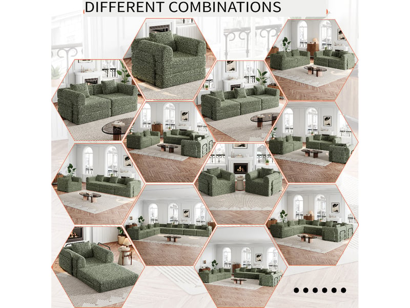 Canapé-lit 2-en-1 en chenille, 2 places, avec rangement dans l’accoudoir, structure en acier, configuration modulable - Conforama C