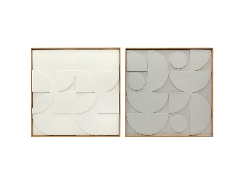  Lot de 2 décorations murales 3d géométriques 80 x 3,5 x 80 cm blanches, panneaux eva, cadre ps  - Conforama A