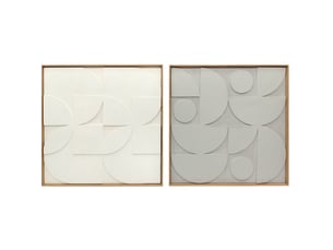 Lot de 2 décorations murales 3d géométriques 80 x 3,5 x 80 cm blanches, panneaux eva, cadre ps
