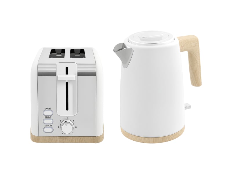  Ensemble bouilloire et grille-pain, 1,7l, 2200w, blanc, grille-pain 2 tranches avec 7 niveaux de brunissage  - Conforama B