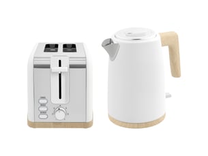 Ensemble bouilloire et grille-pain, 1,7l, 2200w, blanc, grille-pain 2 tranches avec 7 niveaux de brunissage