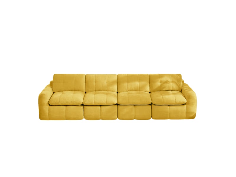 Canapé modulable modenvie 4 places 334 x 97 x 68 cm en chenille jaune - Conforama A