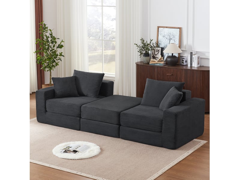  Canapé modulable 259.5x96x80 cm gris foncé, socle antidérapant  - Conforama E