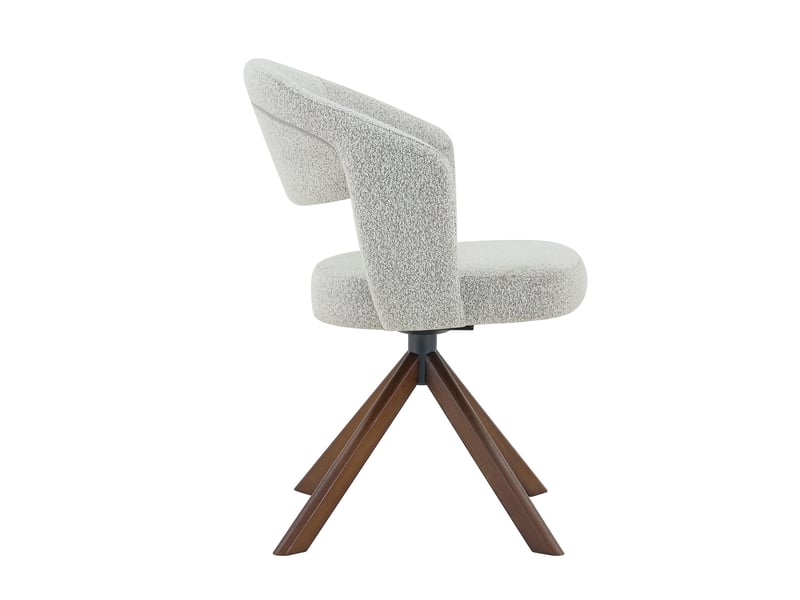 Chaise de salle à manger pivotante lot de 2 avec dossier incurvé et assise rembourrée en tissu gris clair et bois noyer - Conforama D