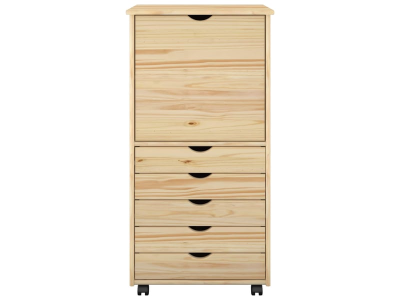  Caisson roulant de bureau, meuble de rangement 53 x 39 x 103 cm bois de pin massif marron  - Conforama D