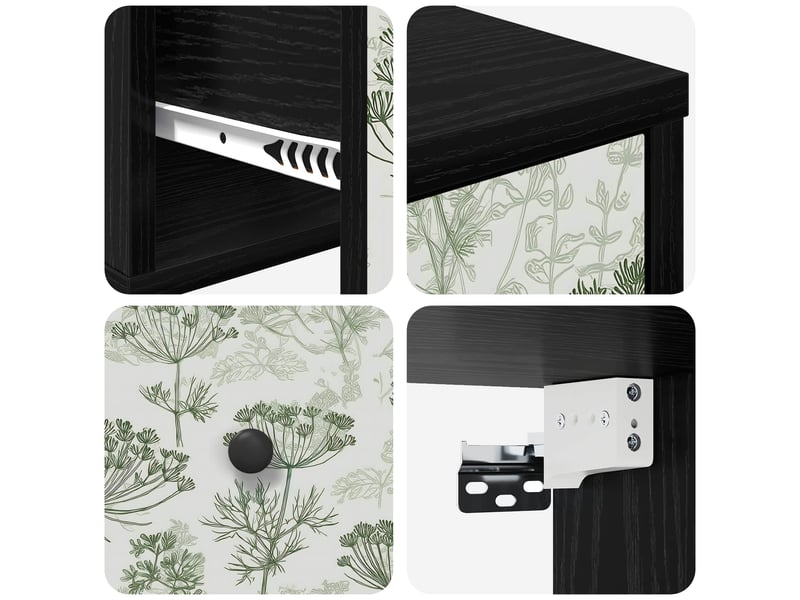  Table de chevet - cabinet de chevet - table de nuit mural gotha chêne noir 36 x 33 x 25 cm  - Conforama E