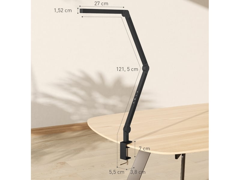  Lampe de bureau led 121,5x3,8x5,5 cm 96 led réglables métal noir  - Conforama E