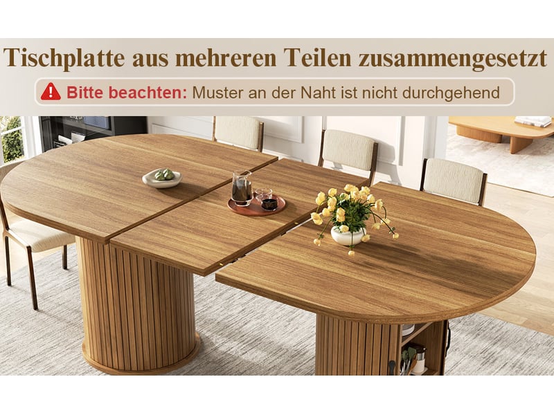 Table à manger extensible 150 à 190 cm avec rangement caché, poignées en métal, mdf marron foncé - Conforama D