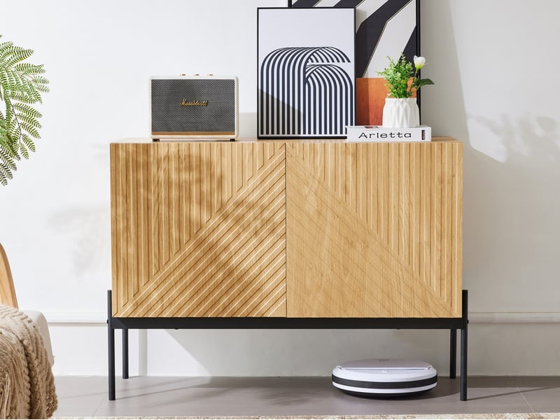 Buffet à 2 portes, 75 x 100 x 40 cm, meuble de rangement, armoire, marron  - Conforama B