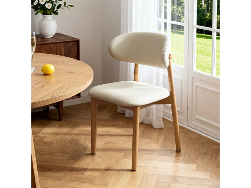 Chaise de salle à manger en bois massif dossier ergonomique pieds bois antidérapants couleur bois naturel lot de 2 - Conforama B