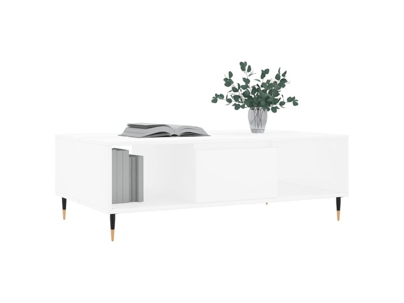 Table basse rectangulaire | table de salon blanc 104x60x35 cm bois d'ingénierie shl3694  - Conforama C