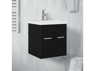 Armoire d'évier, meuble de rangement chêne noir 41x38.5x46 cm bois d'ingénierie