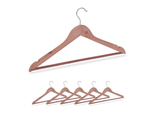 Lot de 6 cintres en bois de cèdre pour vêtements 23 x 44 x 1,2 cm avec encoches et crochet rotatif en bois naturel 13_0007822