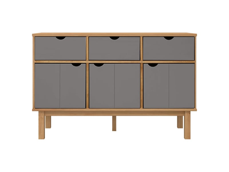  Buffet - bahut - meuble de rangement otta marron et gris 114x43x73,5 cm bois massif pin  - Conforama C