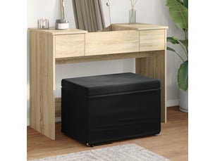 Tabouret bas, ottoman noir 61x41x40 cm velours et bois composite