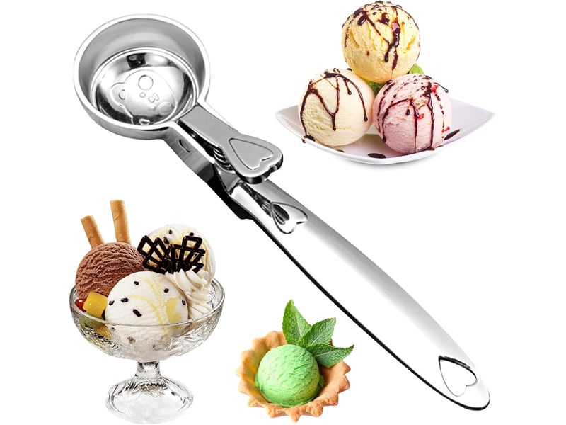  Cuillère à glace, métal cuillère à glace avec déclencheur, réutilisable ice cream scoop 18 x 4.4 cm, pour pâtisserie, boule à melon  - Conforama A