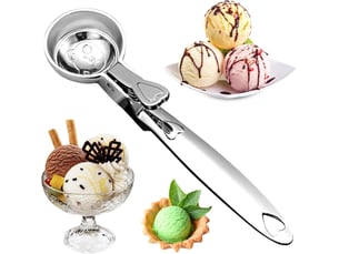 Cuillère à glace, métal cuillère à glace avec déclencheur, réutilisable ice cream scoop 18 x 4.4 cm, pour pâtisserie, boule à melon