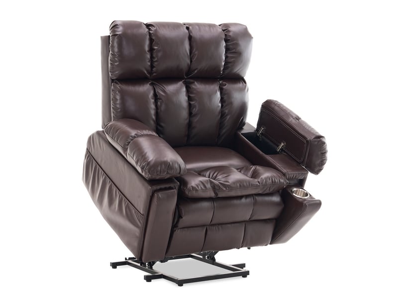  Fauteuil relax électrique releveur - 109x107x109cm - double moteur massage chauffant têtière réglable salon - marron  - Conforama A