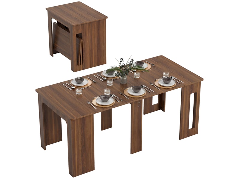  Table de salle à manger extensible, table mobile, design moderne, 180 cm x 85 cm x 75 cm, marron  - Conforama A