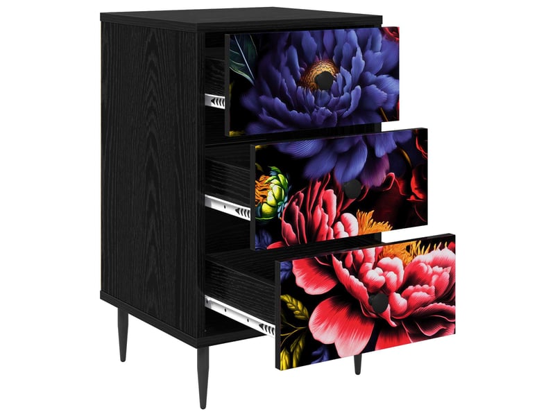  Table de chevet - cabinet de chevet - table de nuit kiel chêne noir 36 x 33 x 61 cm  - Conforama C