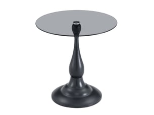 Table basse fixe ronde en verre trempé pour salon et chambre diamètre 50 cm hauteur 51,5 cm noire