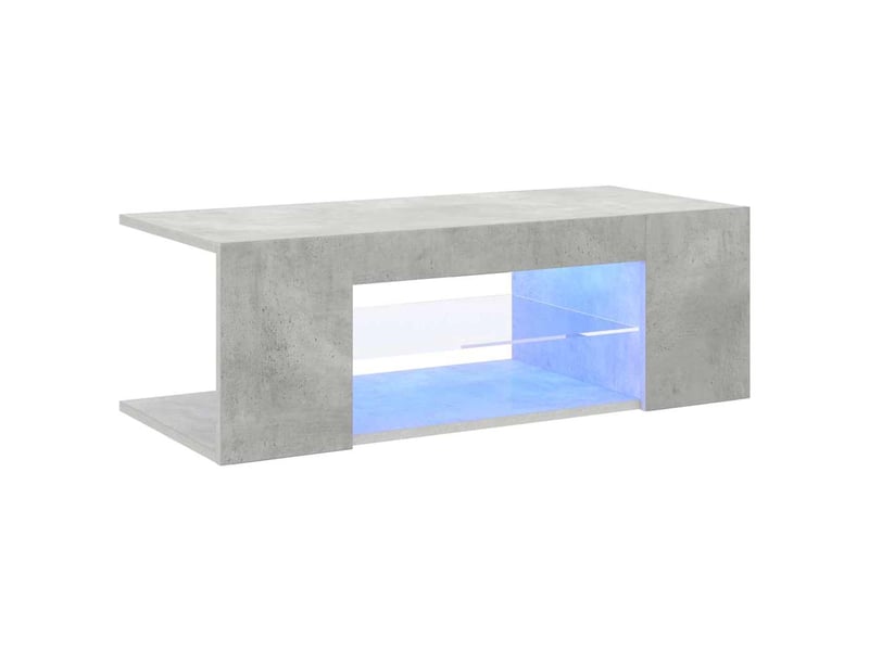  Meuble tv - banc tv - meuble de rangement avec lumières led gris béton 90x39x30 cm  - Conforama E