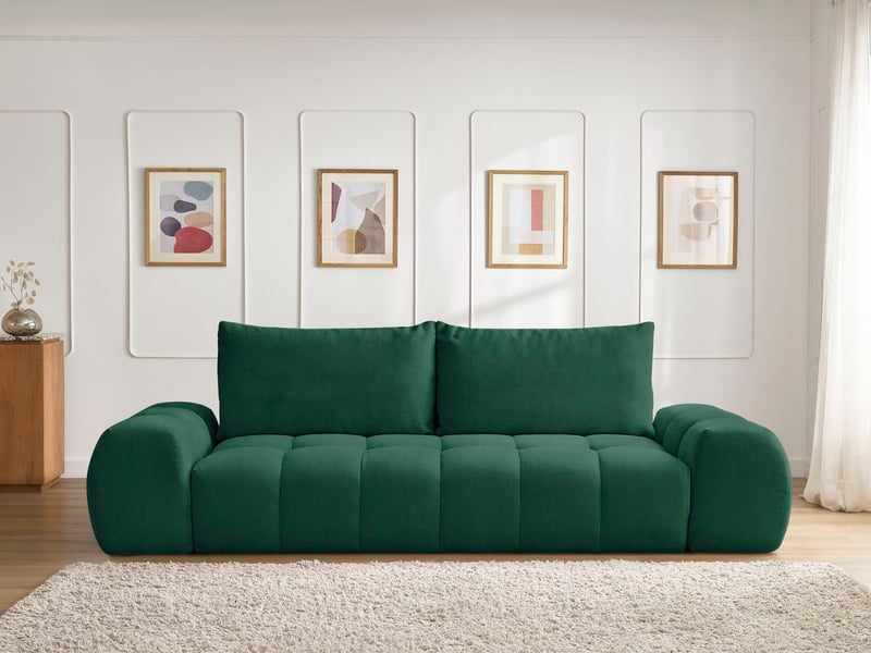  Bobochic canapé droit fixe 3 places everest tissu texturé vert EVEREST - Conforama D