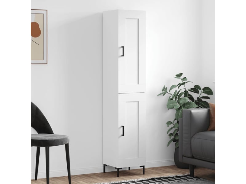 Buffet haut - bahut - meuble de rangement blanc 34,5x34x180 cm bois d'ingénierie - Conforama B