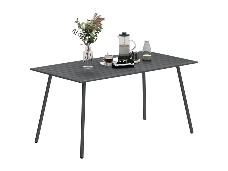 Table à manger de jardin pour 6 personnes avec plateau à lattes, 150x80x74cm, gris - Conforama B